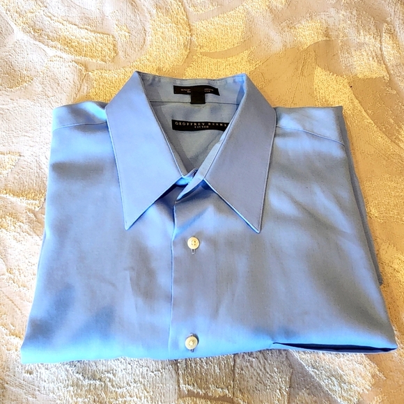 Geoffrey Beene Blue Fitted Sateen Shirt - Picture 1 of 4